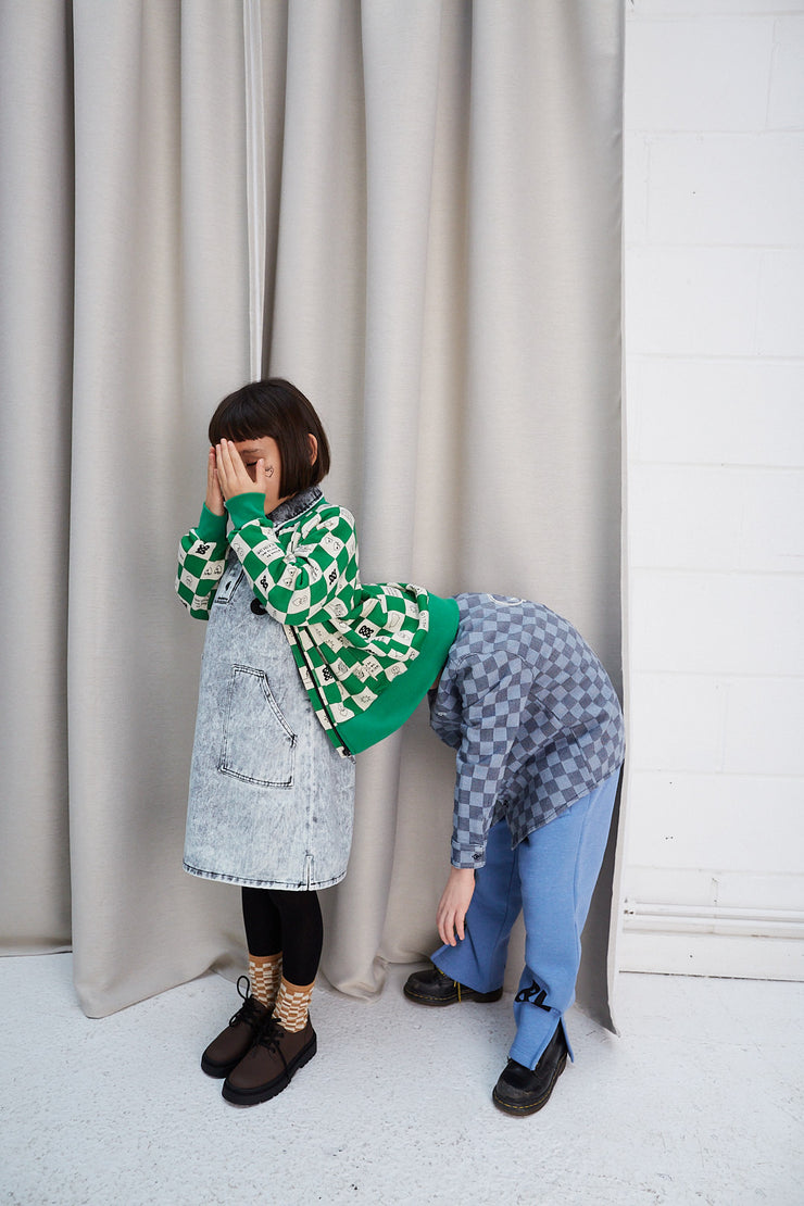 Squares Denim Collar Shirt