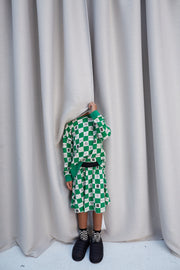 True Green Comic Book Check Relaxed Fit Sweater
