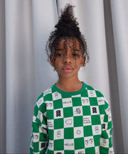 True Green Comic Book Check Relaxed Fit Sweater