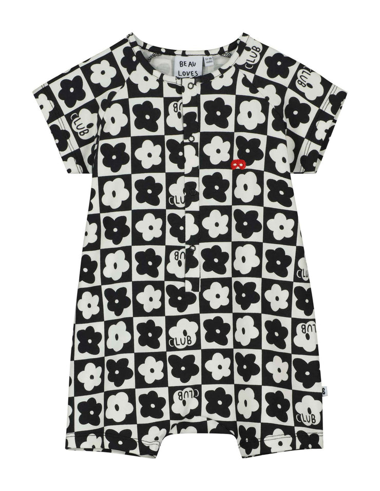 Club Black Short Sleeve Romper
