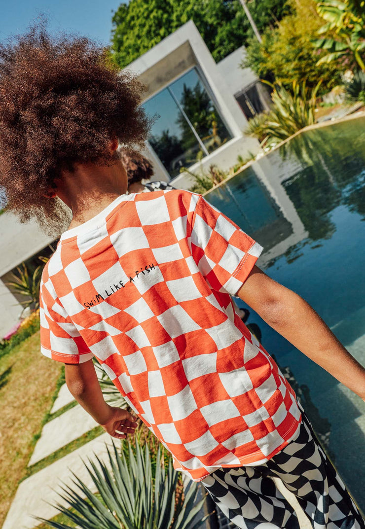 Red Orange Check T-shirt