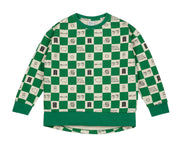 True Green Comic Book Check Relaxed Fit Sweater