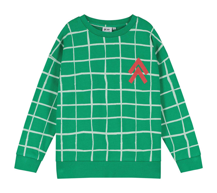 Kelly Green Grid Relaxed Sweater