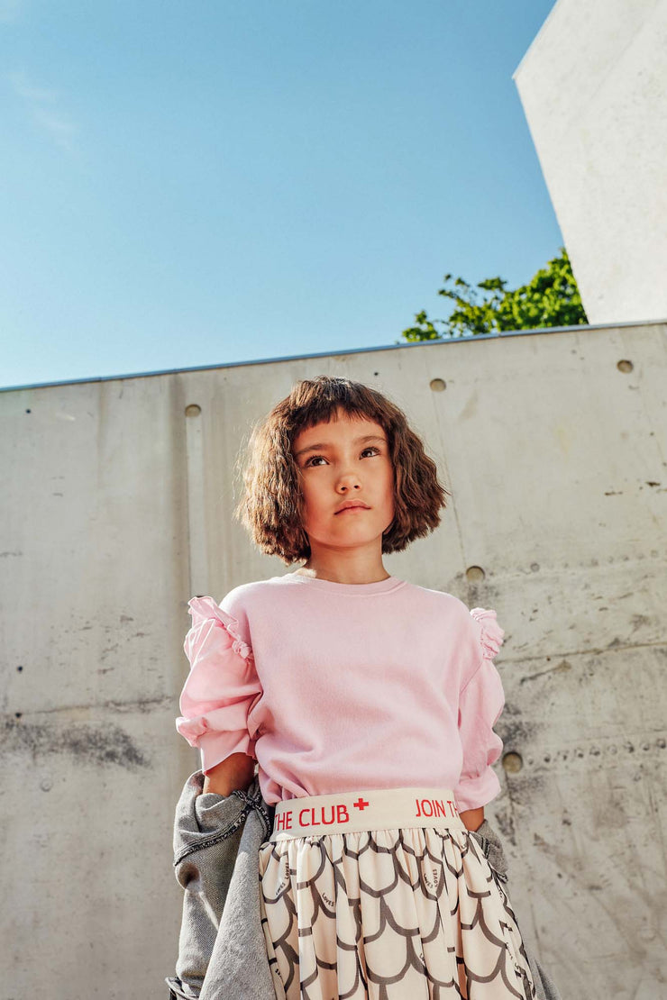 Pink Frill Short Sleeve Sweater