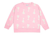 Rose Pink Exclamation Hearts Relaxed Fit Sweater