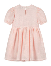 Delicate Pink Embroidered Voluminous Sleeve Tulip Dress