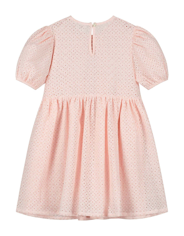 Delicate Pink Embroidered Voluminous Sleeve Tulip Dress
