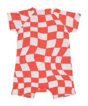 Red Orange Check Short Sleeve Romper