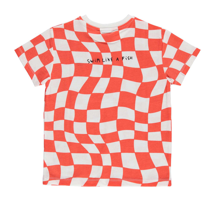 Red Orange Check T-shirt