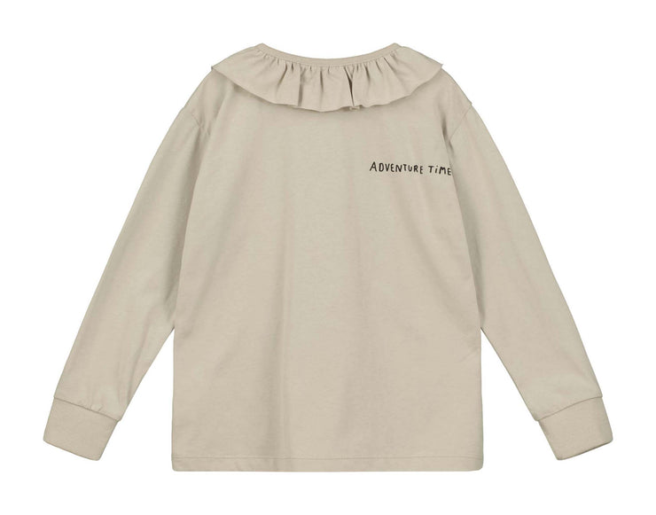 Mushroom Shape Face Frill Collar Long Sleeve T-shirt