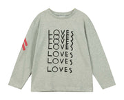 Grey Marl 'LOVES LOVES LOVES' Long Sleeve T-shirt