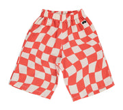 Red Orange Check Woven Shorts