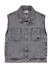 Vintage Washed Denim 'Club Swimming' Oversized Vest