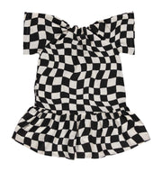 Black Check Midi Dress