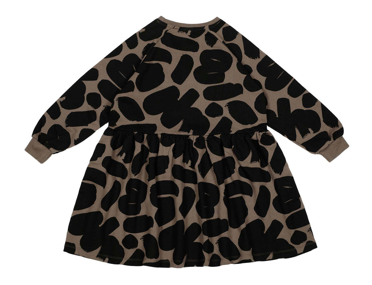 Brown Brushstrokes Raglan Dress