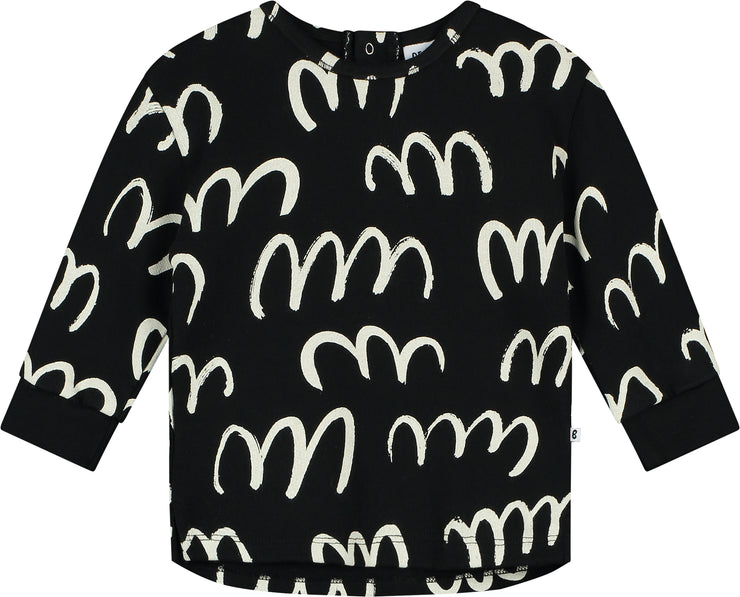 Black Scribble Long Sleeve Baby Sweater