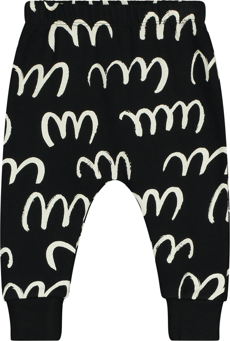 Black Scribble Baby Sweatpants