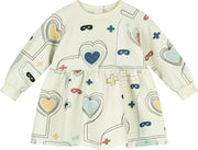 Natural Hearts + Masks Lines Baby Dress