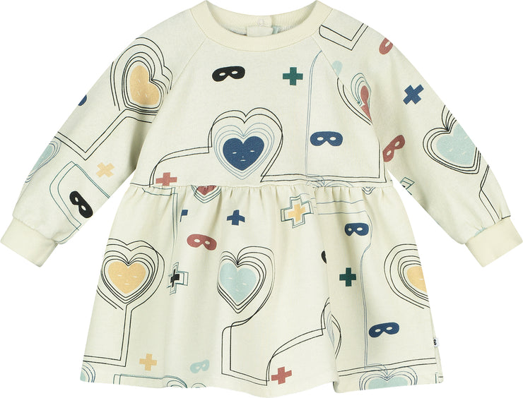 Natural Hearts + Masks Lines Baby Dress