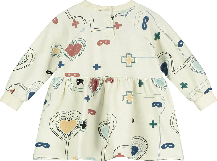 Natural Hearts + Masks Lines Baby Dress