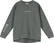 Dark Gull Grey 'Dear World' Relaxed Fit Sweater