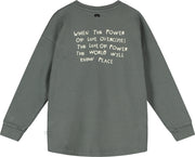 Dark Gull Grey 'Dear World' Relaxed Fit Sweater