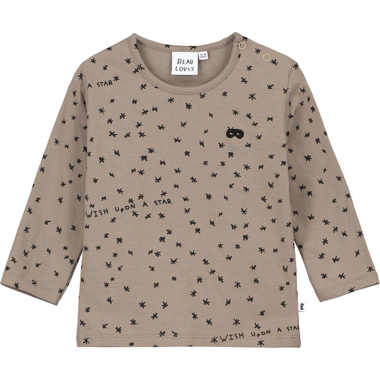 Washed Brown Wish Upon A Star Long Sleeve Baby T-shirt