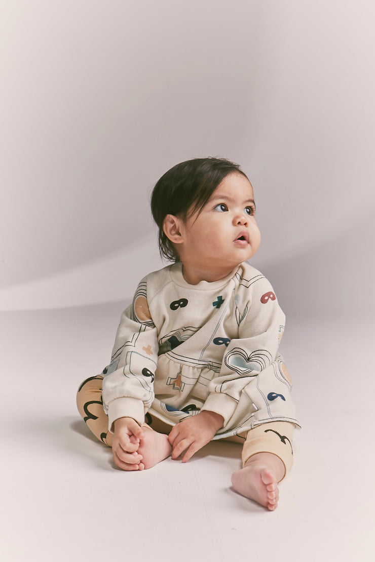 Natural Hearts + Masks Lines Baby Dress