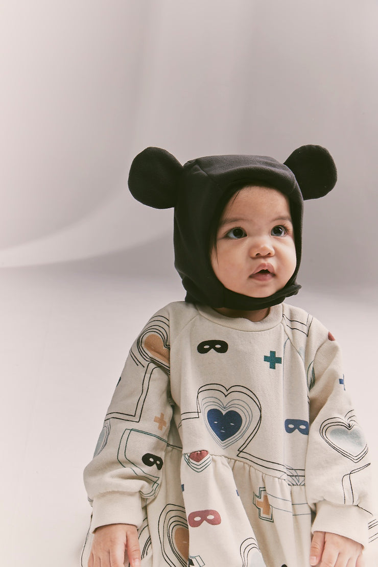 Natural Hearts + Masks Lines Baby Dress