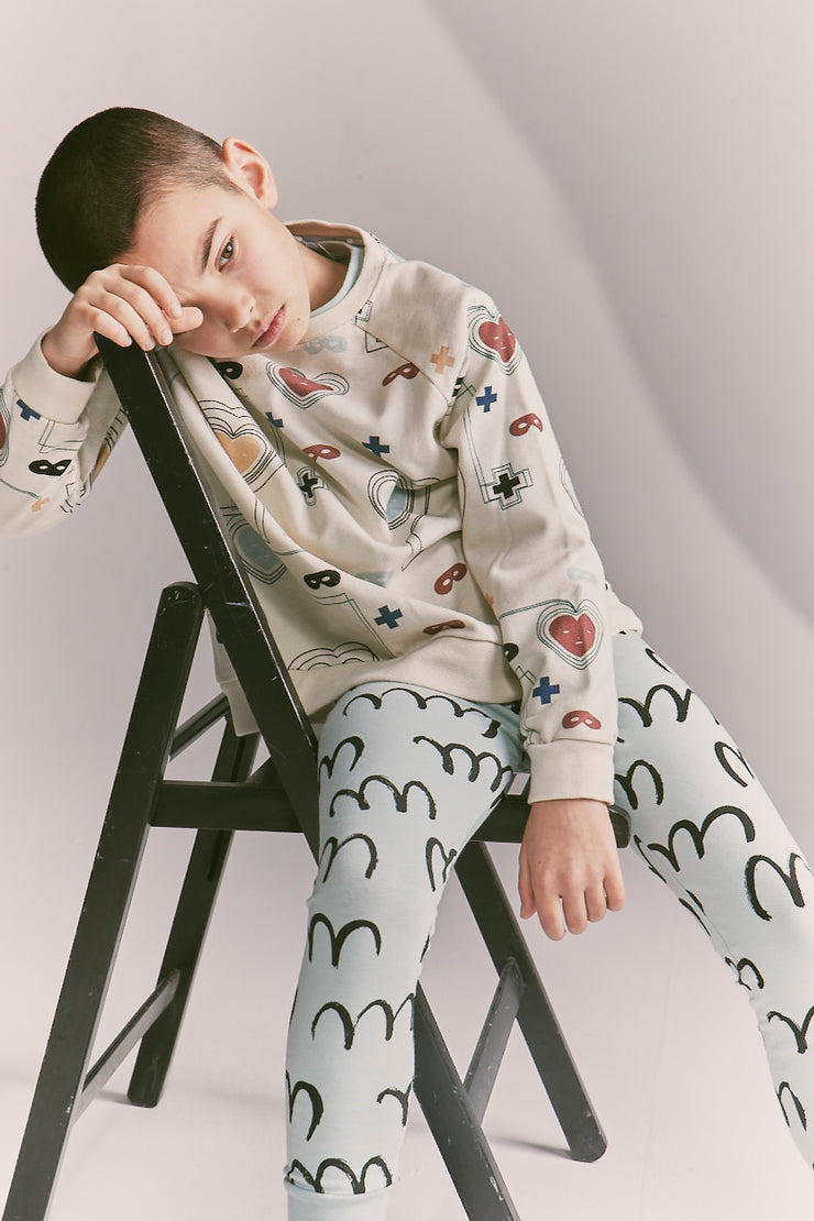 Natural Hearts + Masks Lines Raglan Sweater