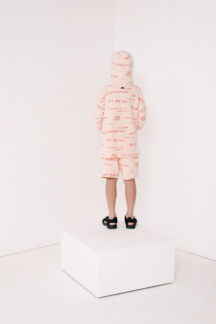 Apricot Journal Text Print Hoodie Sweater