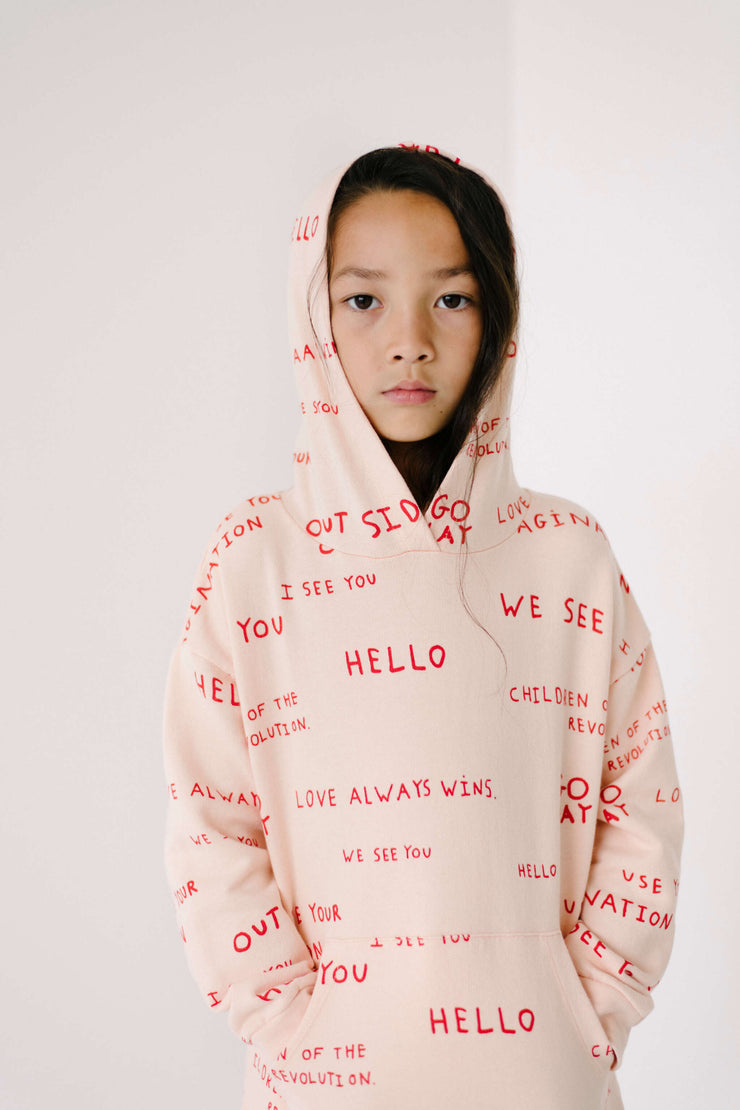 Apricot Journal Text Print Hoodie Sweater