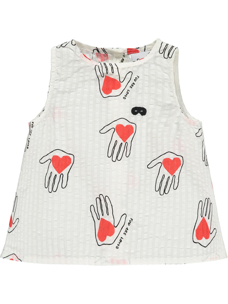 Natural Hold My Heart Print A-Line Baby Top