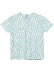 Sky Blue Wiggle Print Button T-Shirt