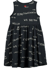 Black Journal Text Print Iggy Dress