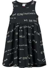 Black Journal Text Print Iggy Dress