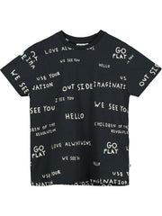 Black Journal Text Print T-Shirt