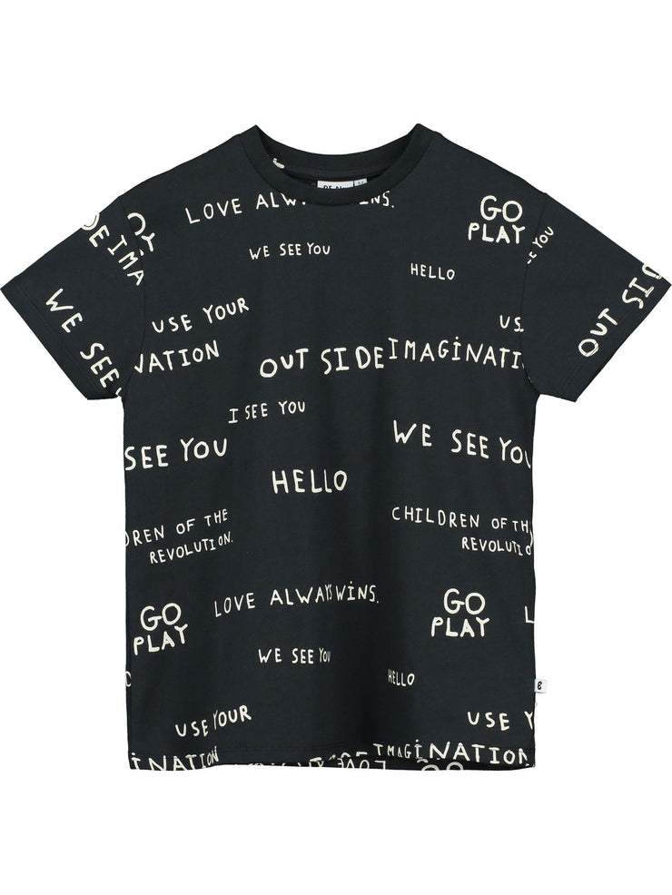 Black Journal Text Print T-Shirt