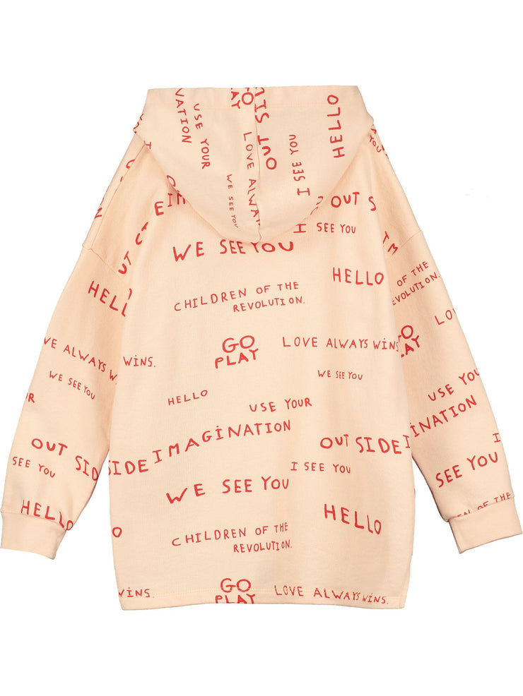 Apricot Journal Text Print Hoodie Sweater