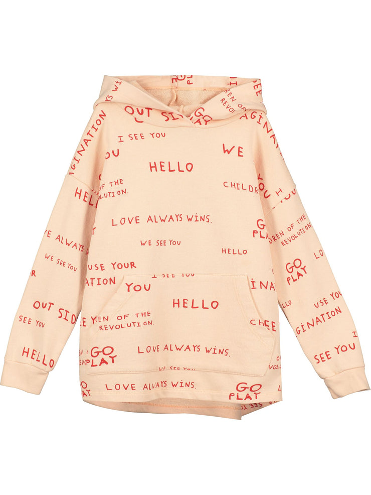 Apricot Journal Text Print Hoodie Sweater