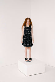 Black Journal Text Print Iggy Dress