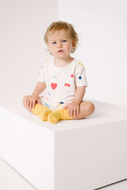 Colours Hearts + Masks Print Baby T-Shirt