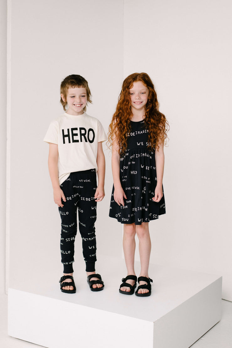Black Journal Text Print Slim Pants
