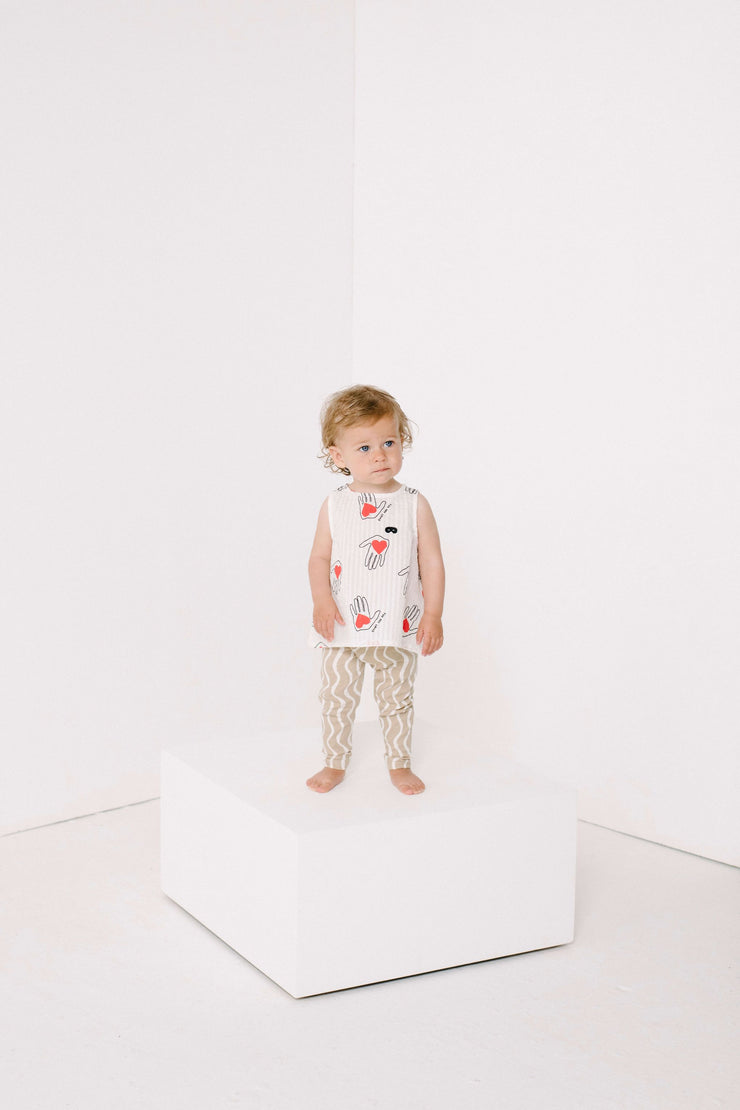 Natural Hold My Heart Print A-Line Baby Top