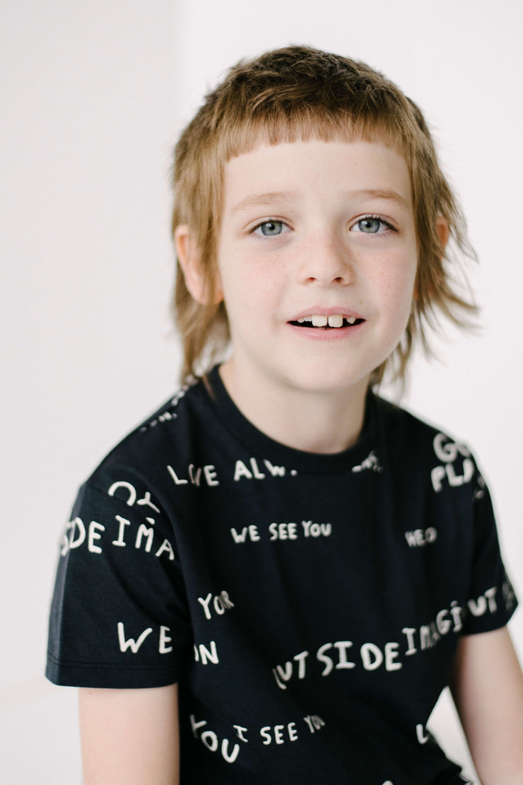 Black Journal Text Print T-Shirt