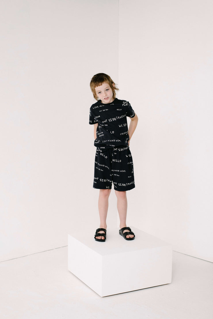 Black Journal Text Print T-Shirt