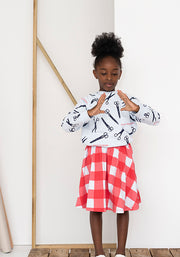 Red Gingham Jersey Skirt