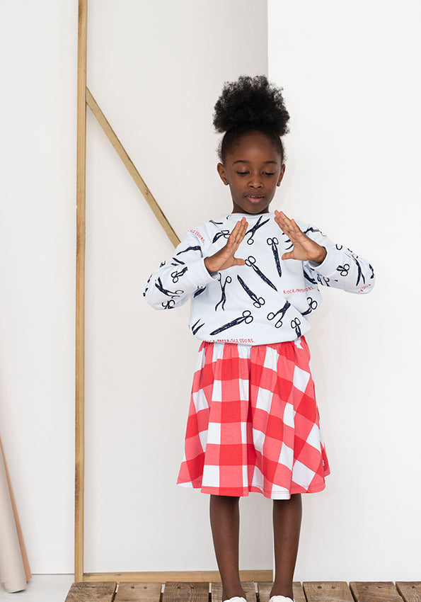 Red Gingham Jersey Skirt